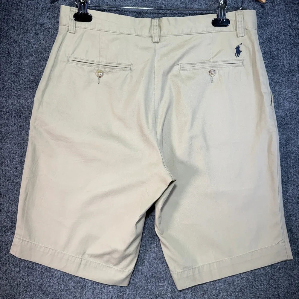 Polo Ralph Lauren Chino Shorts Mens 33 Tan Khaki Embroidered Pony Logo Twill